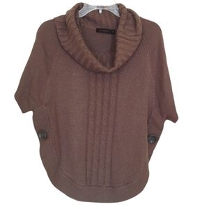 THE LIMITED TAUPE CABLE KNIT CAPE PONCHO COWL NECK SWEATER